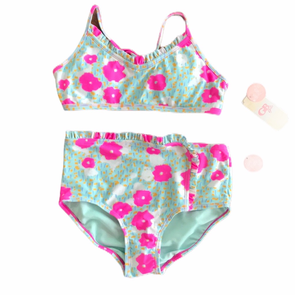 Gianni Bini Girls high waist ruffle bikini set 14